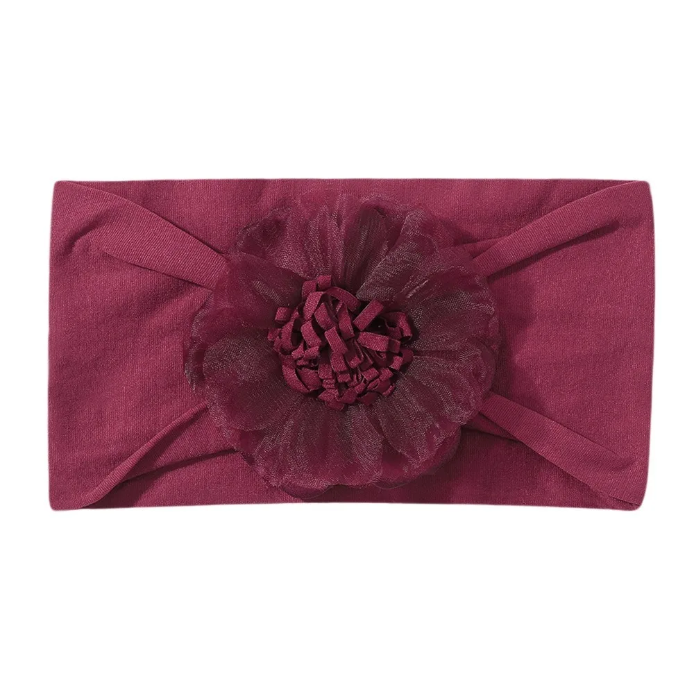 

2025 with Chiffon Flower Baby Hairband Solid Color Nylon Headband Stretchy Soft Headwrap Girls
