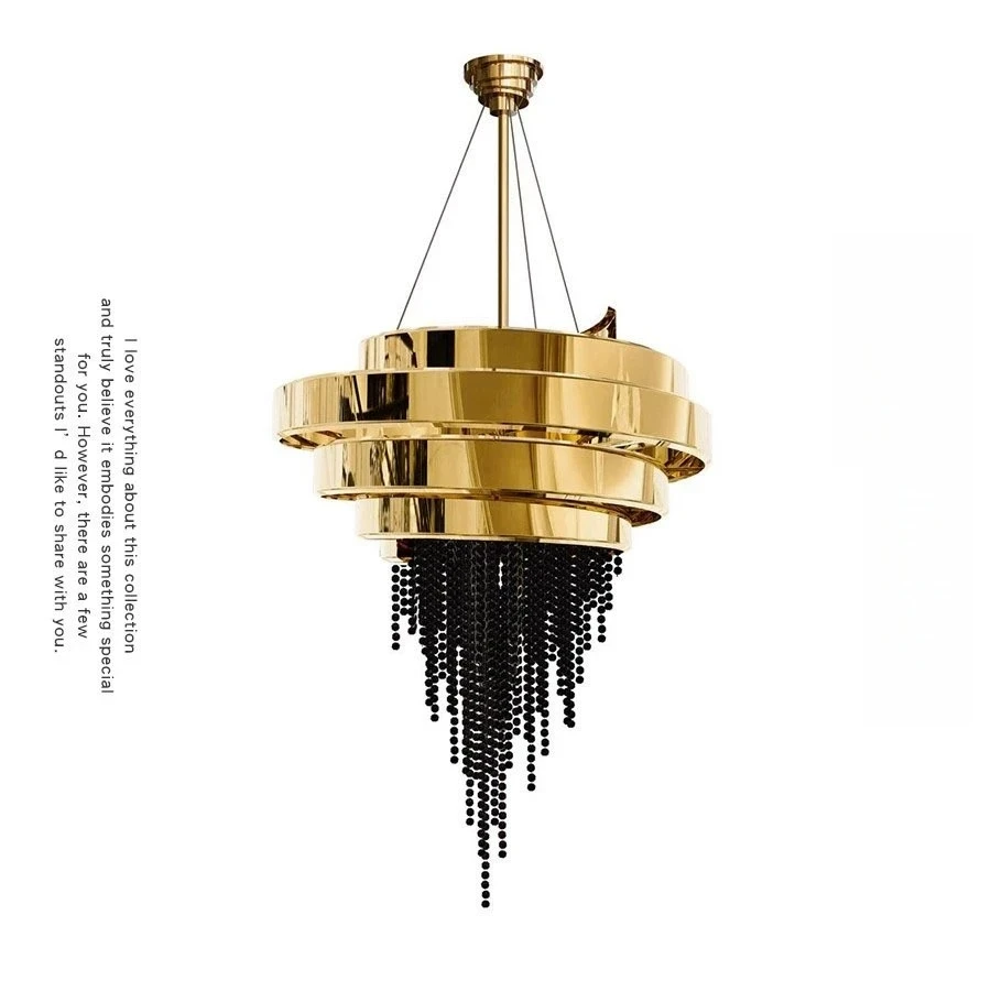 

Black Crystal Modern Lamp Electroplated Stainless Steel Luxurious Crystal Round Pendant Light