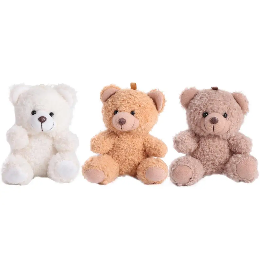 Stuffed Animals Little Bear keychain Animal Bear Couple Curly Sitting Doll Doll 10Cm Bear Bag Pendant Gifts for Baby