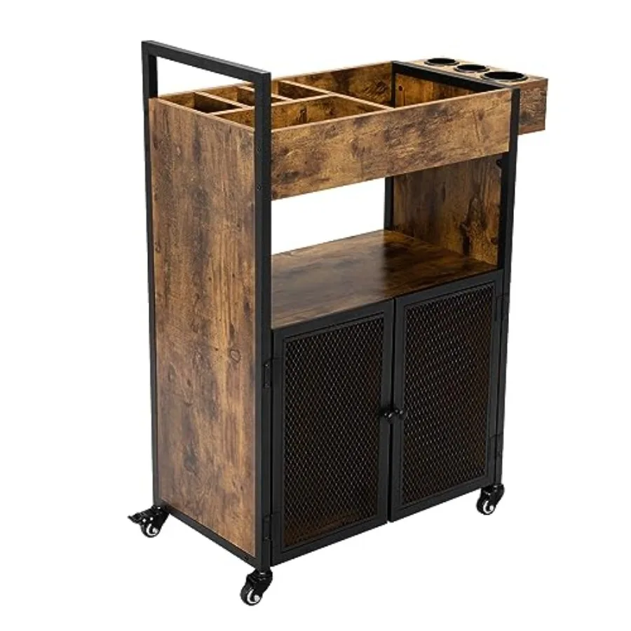 

Wood Salon Trolley Cart with Wheels with Large Storage Space, Hair Cart Mobile Storage Cabinet, Hairdressing Styling Tools Orga