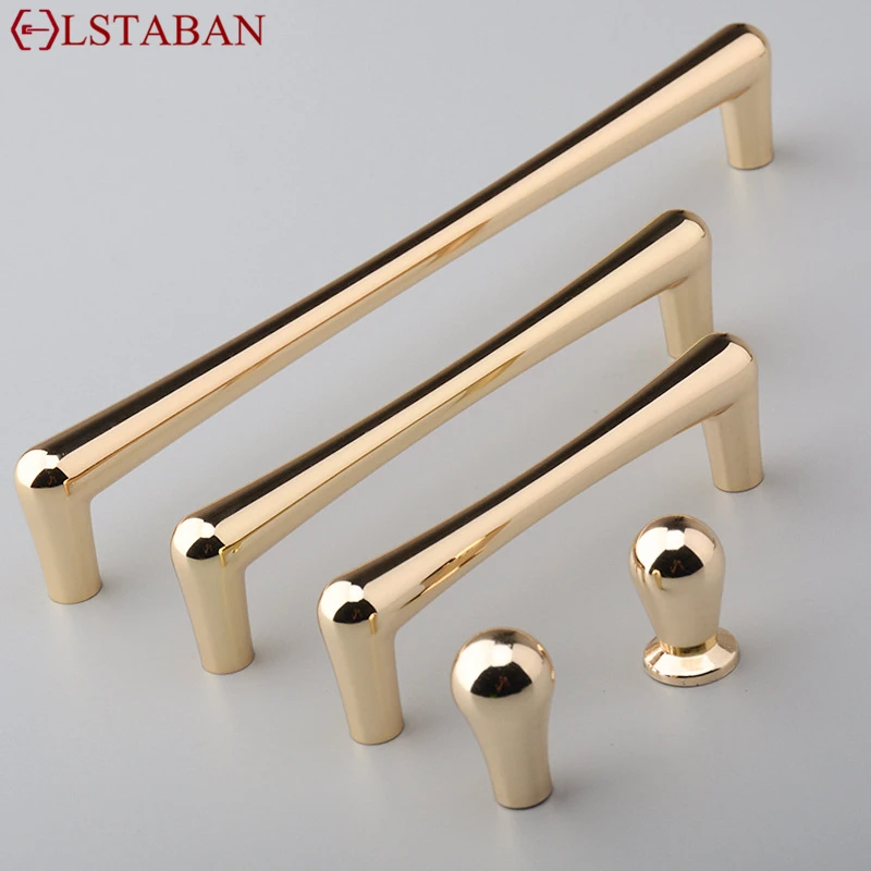 Zinc Alloy Bright Gold Kitchen Cabinet Door Handle Luxury Fashion Cupboard Wardrobe Furniture Door Knobs Hardware Drawer Pulls