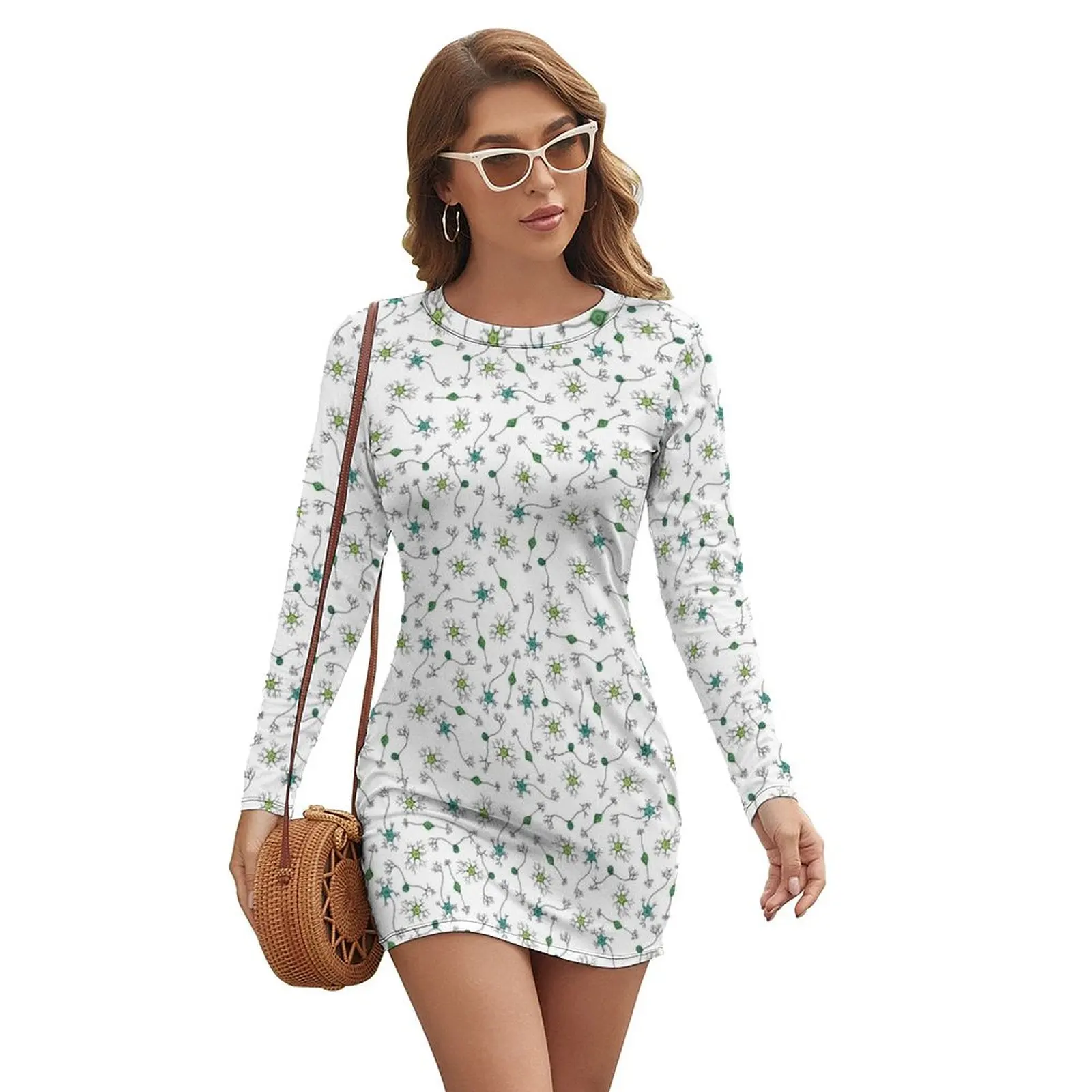 

Types of Neurons on White Long-sleeved Dress Women's summer suit women's clothing korea stylish chic and elegant evening dress