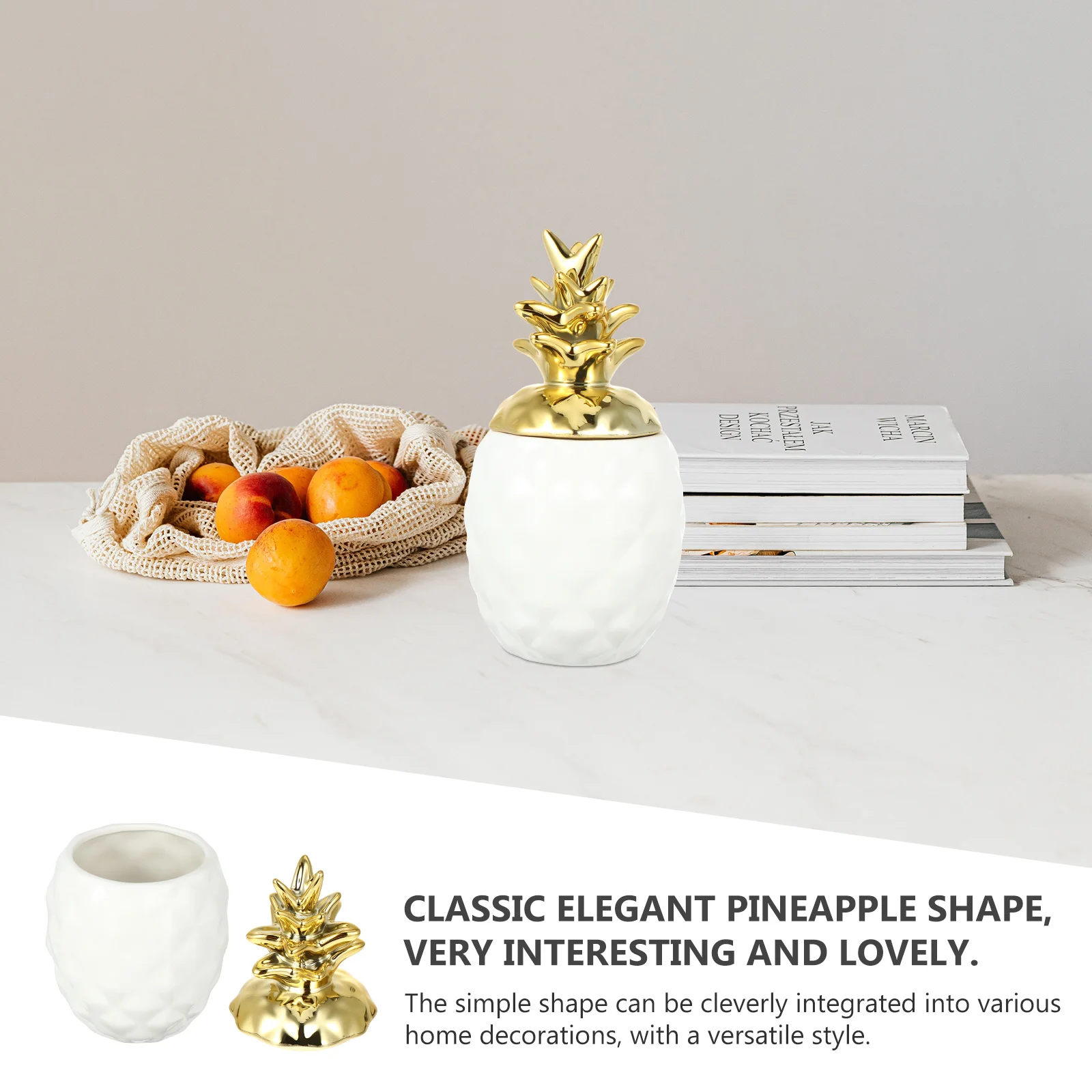 

1Pcs Ceramic Pineapple Ornament with Lid Stylish Desktop Decoration for Living Room Office Space Cozy Home Interior Design