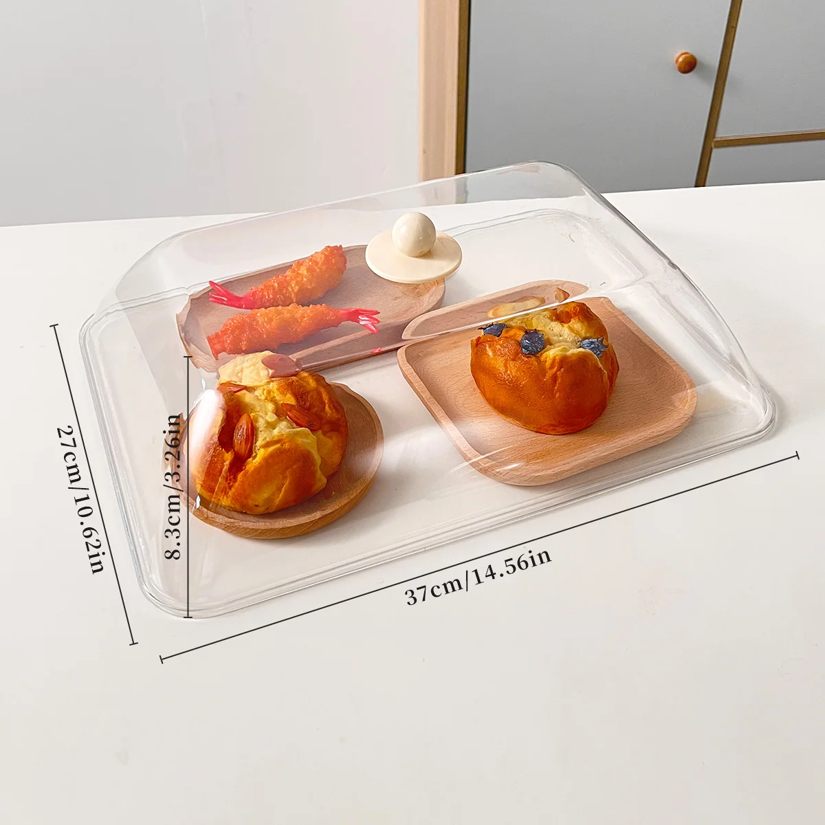 WORTHBUY Herbruikbare Plastic Voedselafdekking Helder Stofdicht Insectenvoedsel Vershouddeksel Beschermdeksel Keukenopslagaccessoires