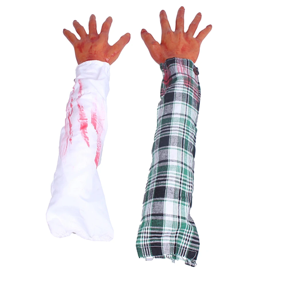 

2 Pcs Prank Fake Hand Props Scary Halloween Outdoor Zombie Cloth Creepy Hands Baby