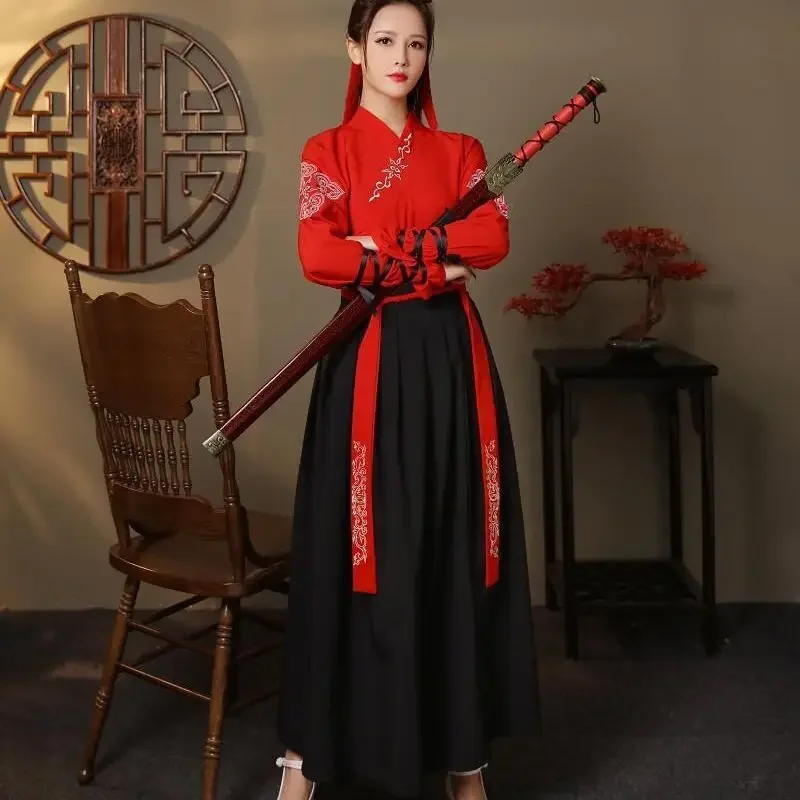 Hanfu de estilo marcial Unisex para adultos, ropa tradicional china, traje Han de cuello cruzado, disfraz de pareja de Cosplay antiguo para hombre