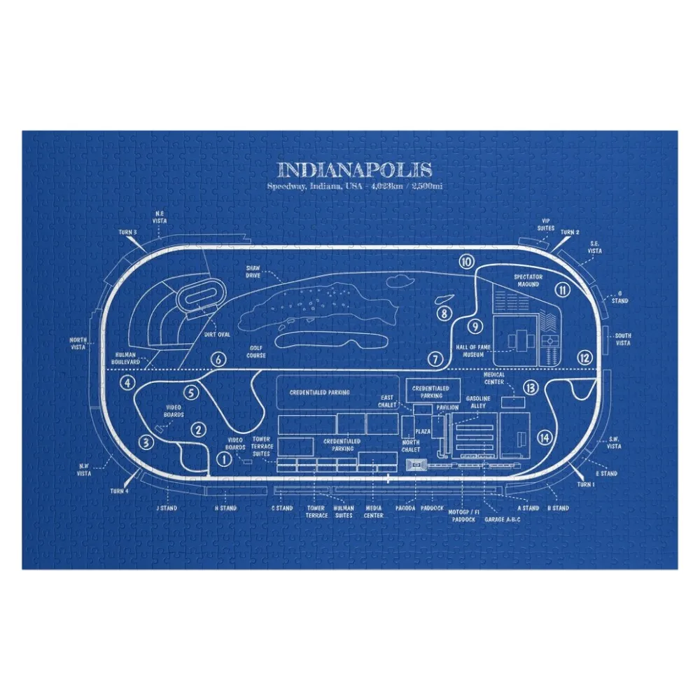 Indianapolis Motor Speedway (White Stencil-No Background) Jigsaw Puzzle Photo Baby Wooden Puzzle