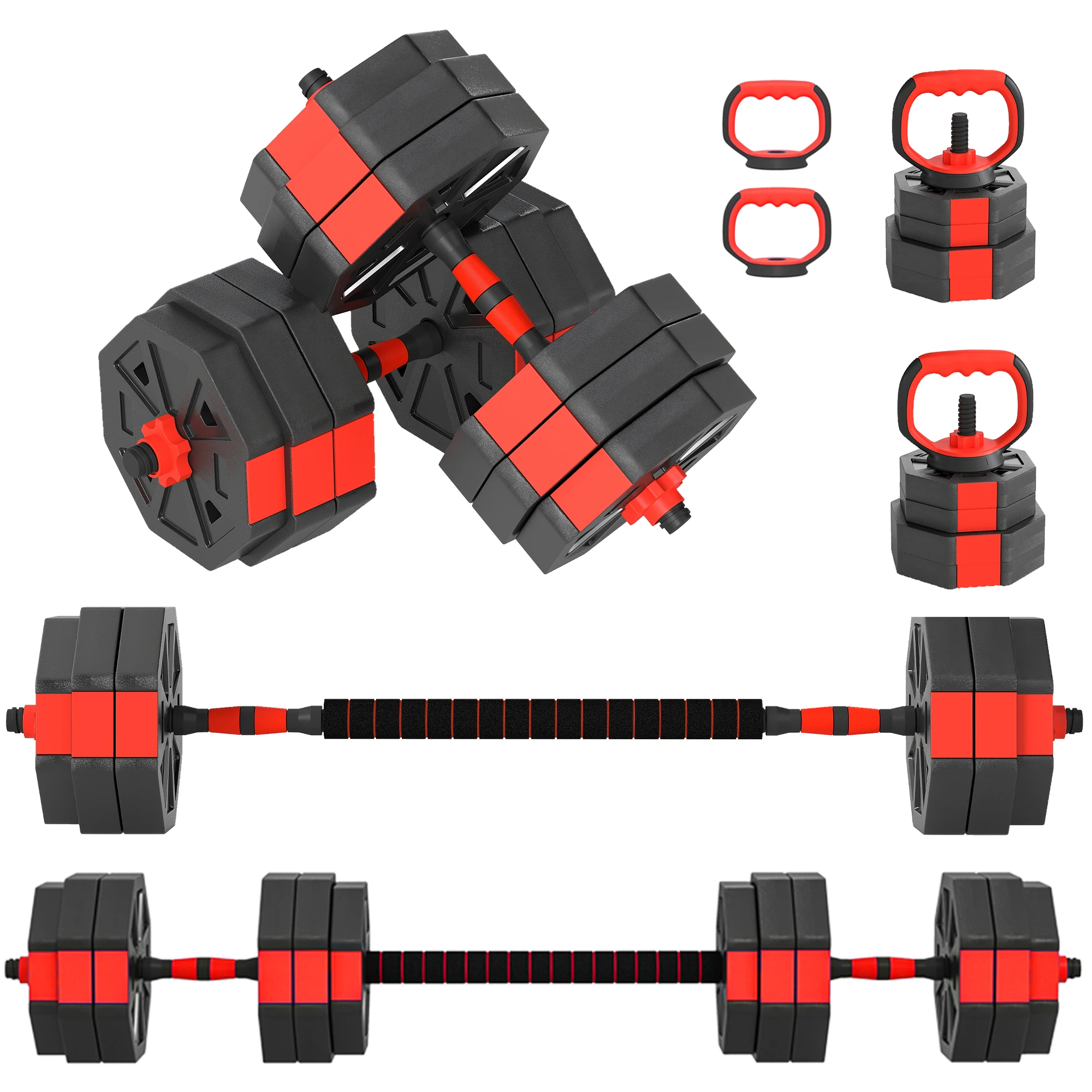 6 in 1 dumbbell set, adjustable dumbbells, 30kg, suitable for strength training at home, dumbbell set, fitness set, strength training, dumbbells