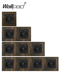 Wood Design EU Socket Wallpad Aluminium Satin Metal Panel Smart Home 1 2 3  Schuko Power 110V-240V AC Wall Outlets