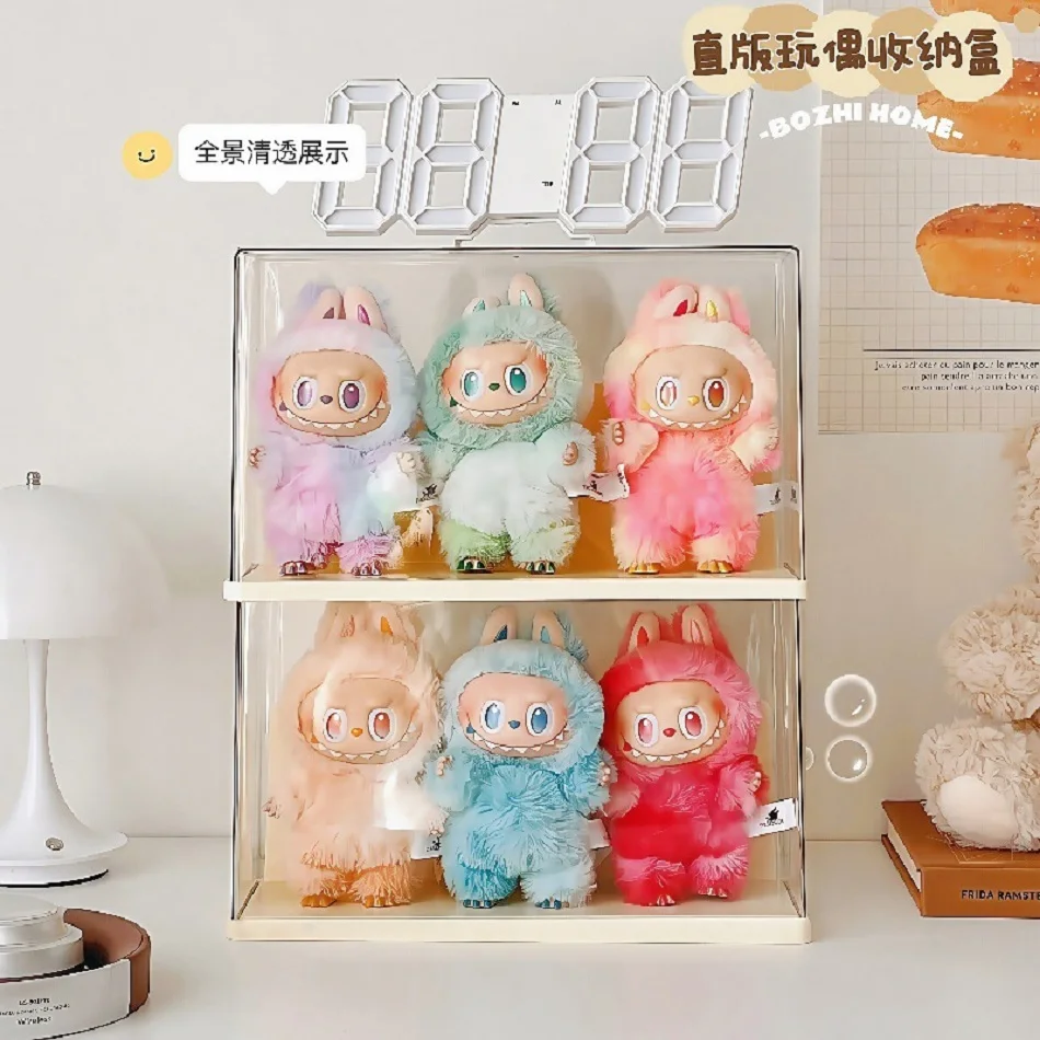 ラブブ 透明ディスプレイボックス シングル スタッカブル キャンバス ビニール 収納ボックス フィギュア ブラインドボックス 収納ラック