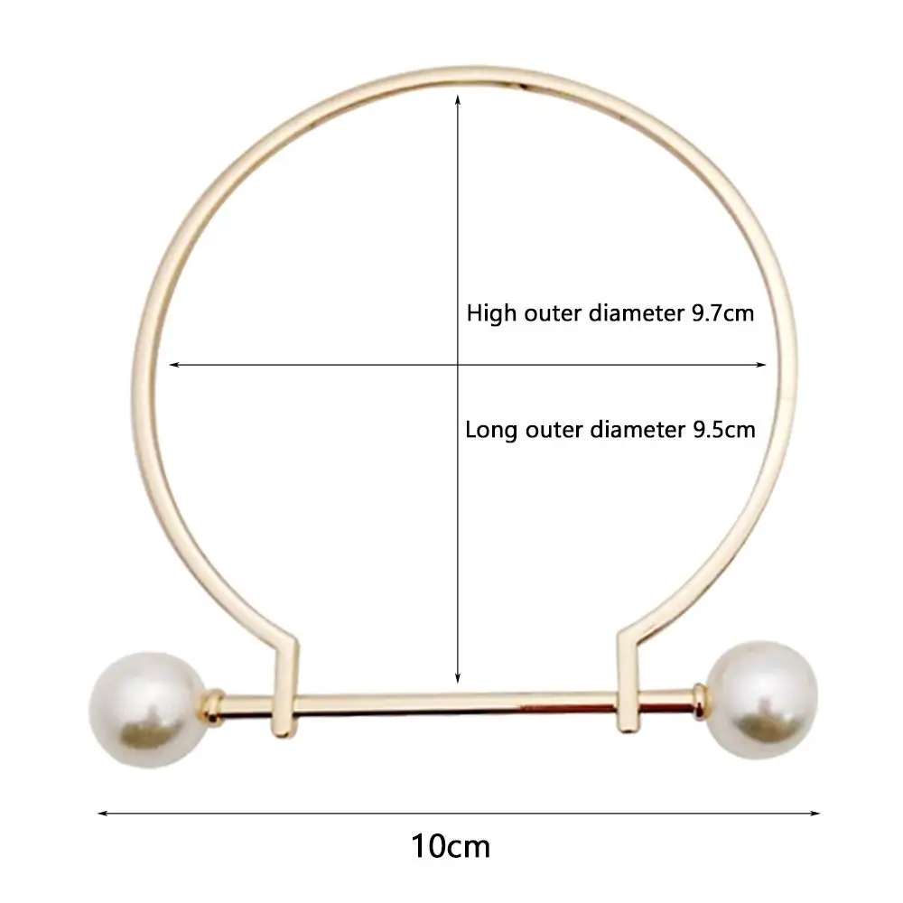1 paire de poignées de sac en métal de remplacement pour bricolage, fabrication de sacs à bandoulière, sac à main à la mode, imitation perle, poignée circulaire en métal, accessoire de sac