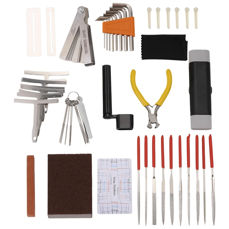 

AEF5-45Pcs Guitar Repairing Maintenance Tool Kit With Carry Bag Large Care Set Of Tools For Acoustic Guitar Electric Guitar