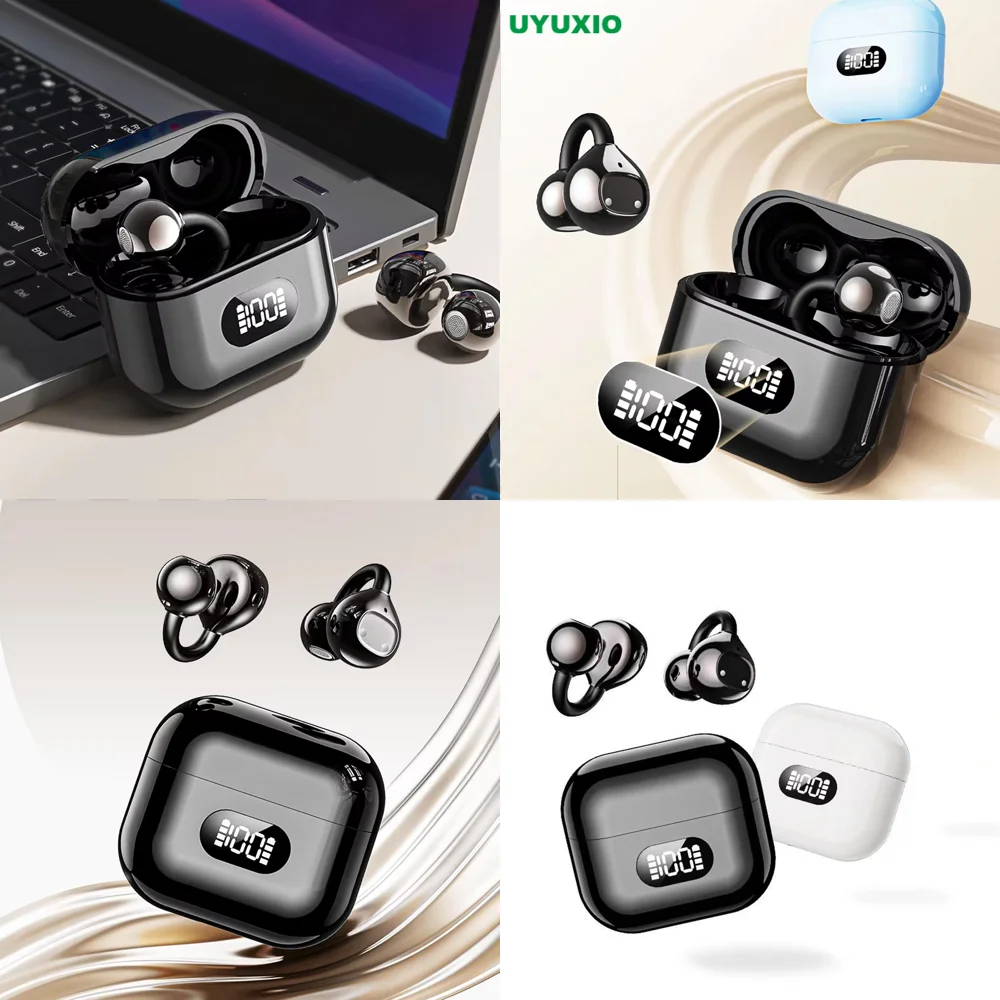 

New Electronics Comfort Fit BT 5.4 Headphones Wireless with LED Display Clear Calls Deep Bass Stereo Earbuds for Business Travel