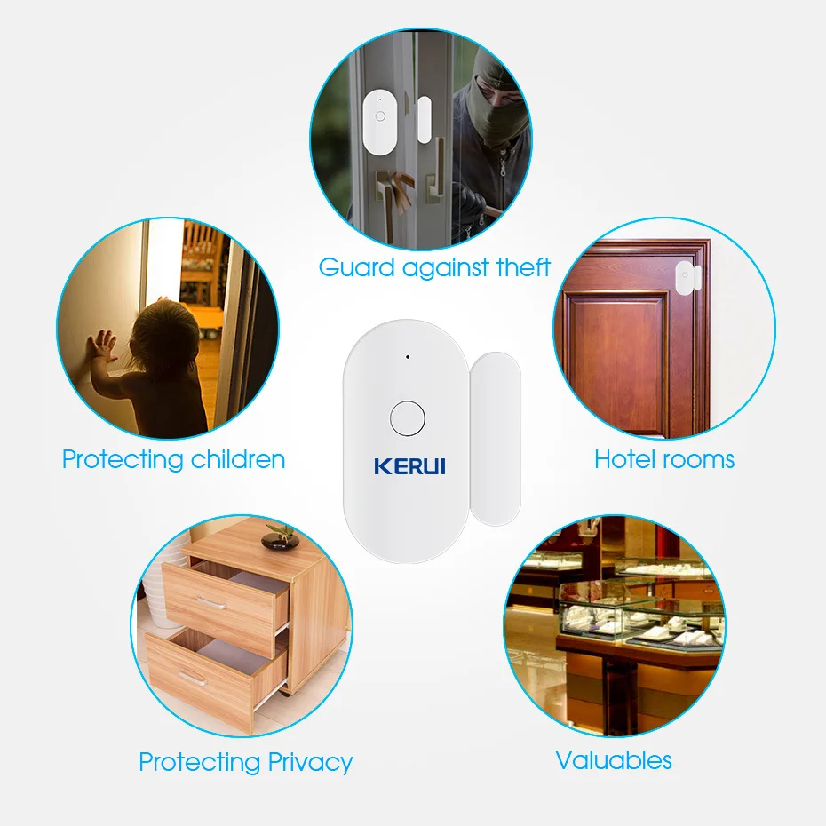 KERUI Tuya APP WiFi Door Sensor Alarm System 120dB Window Sensor Smart Home Burglar Security System