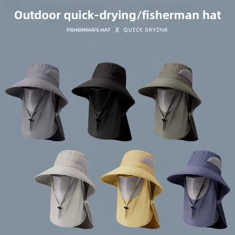 Versatile Lightweight Adjustable Fisherman Hat with Neck Shawl and Face Mask for UV Sun Protection Outdoor Hiking Fishing Climbi