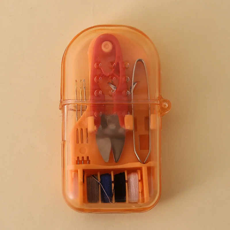 Exquisite and Portable Mini Travel Macaron Color Plastic Household Sewing Box Kit Needle Thread Scissors Sewing Tool