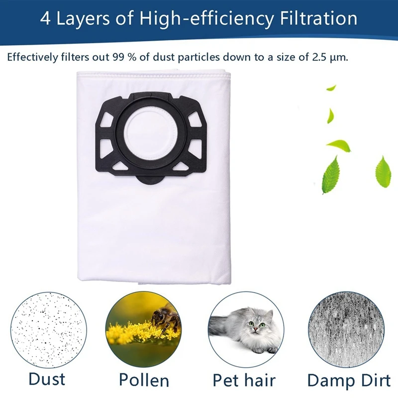 حقيبة استبدال مكنسة كهربائية ، حقيبة غبار لـ Karcher WD4 ، WD5 ، WD6 ، WD5P ، WD6P ، Premium ، MV4 ، MV5 ، MV6 ، 10