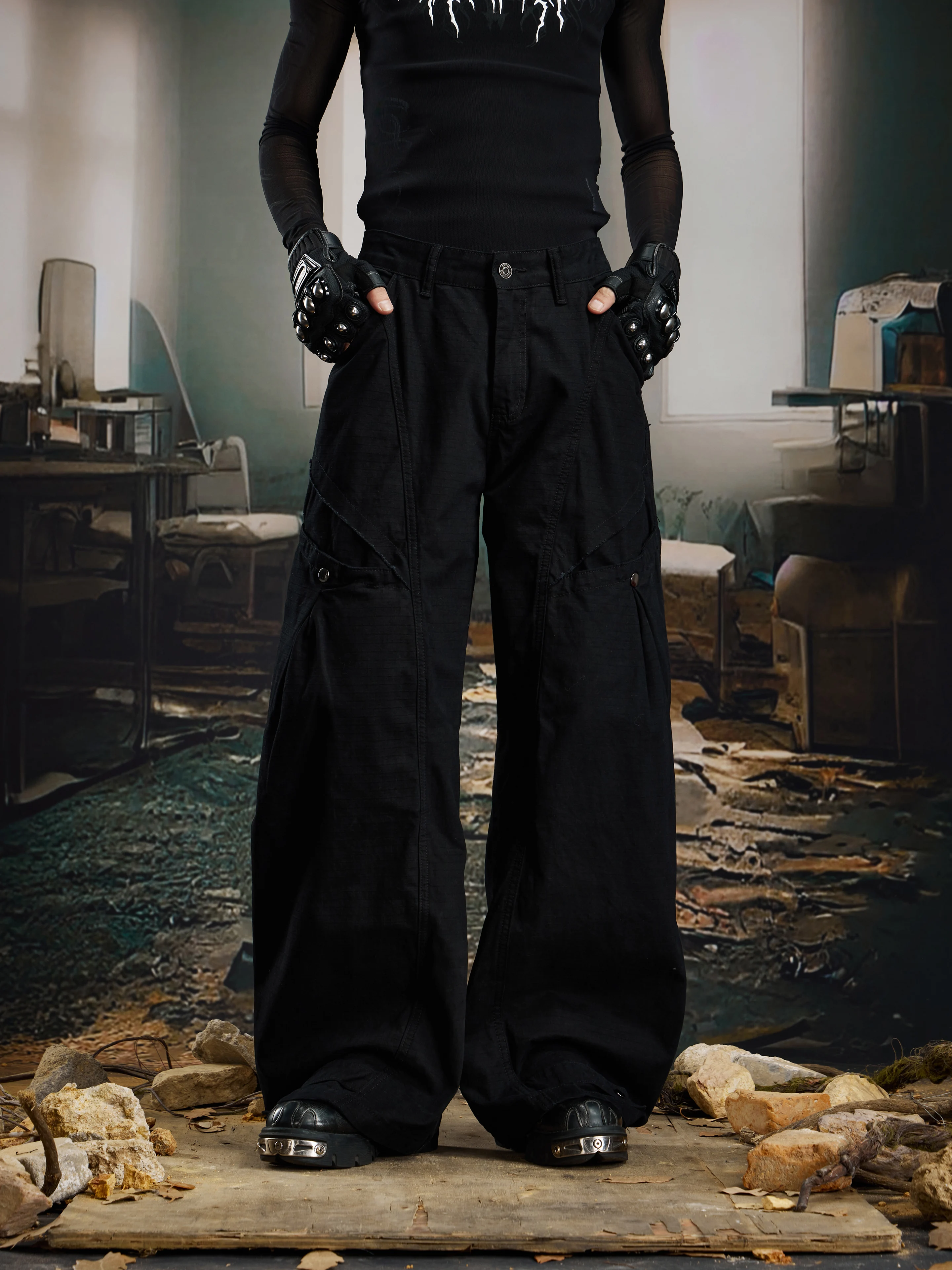 

Design All-Match Street American Deconstructed Pocket Machete Casual Pants Multi-Pocket Cargo Trousers for Men and Women