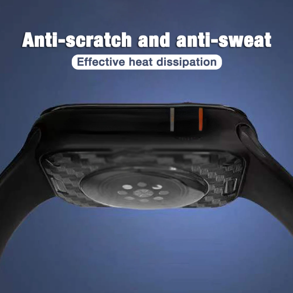 Pellicola posteriore adesiva in fibra di carbonio per Apple Watch 8 41mm 45mm per Iwatch Ultra 49mm protezione schermo con pellicola smerigliata completamente coperta