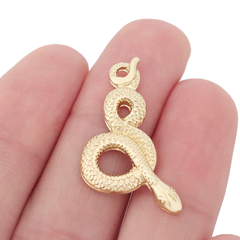 

10 x Gold Color Cobra Circling Snake Charms Pendants for Earrings Necklace DIY Jewelry Making Accessories 31x15mm