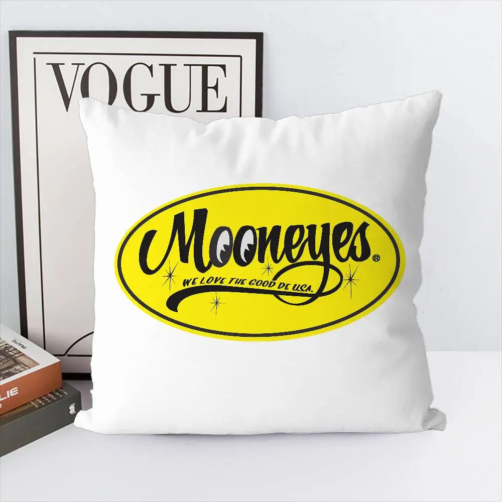 Mooneyes كيس وسادة على الوجهين الطباعة غطاء الوسادة 45x45 الوسائد الزخرفية أريكة ديكور المنزل المخدة الناعمة
