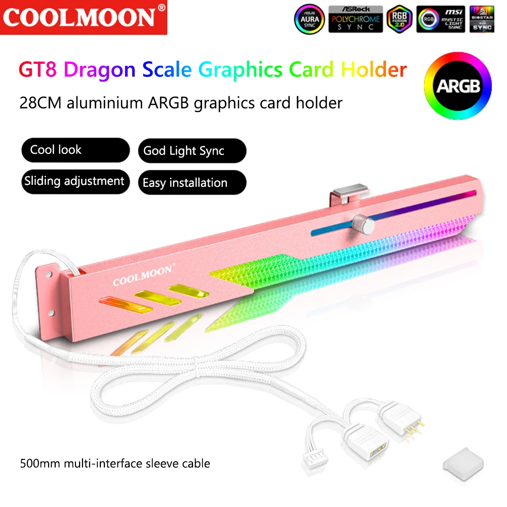 COOLMOON RGB GPU Chân Đế Ngang Nhiều Màu Sắc Chân Đế Máy Tính Đồ Họa Video Thẻ Đứng GPU Giá Đỡ Video Hỗ Trợ Thẻ Giá Đỡ