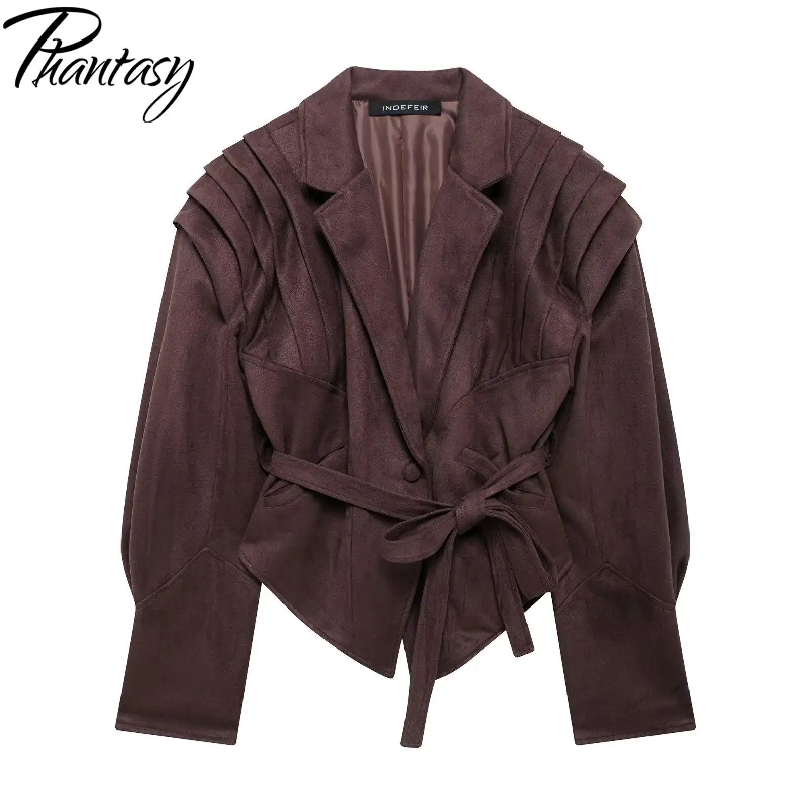 판타지 레이디 레이스업 재킷 가을 러플 빈티지 솔리드 컬러 롱 슬리브 코트 2025 여성 패션 하이 스트리트 아우터웨어