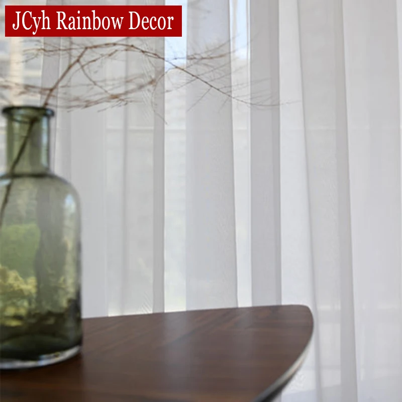 Solid White Sheer Curtains For Living Room Bedroom Tulle Curtains For Room Window Treatment Kitchen Voile Drape Decoration