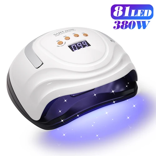 Imagen 1 del producto Lámpara LED UV mejorada de gran potencia, 380W, 81LED, para uñas con 4 temporizadores, función de memoria, lámpara para secado de esmalte de Gel, equipo para uñas
