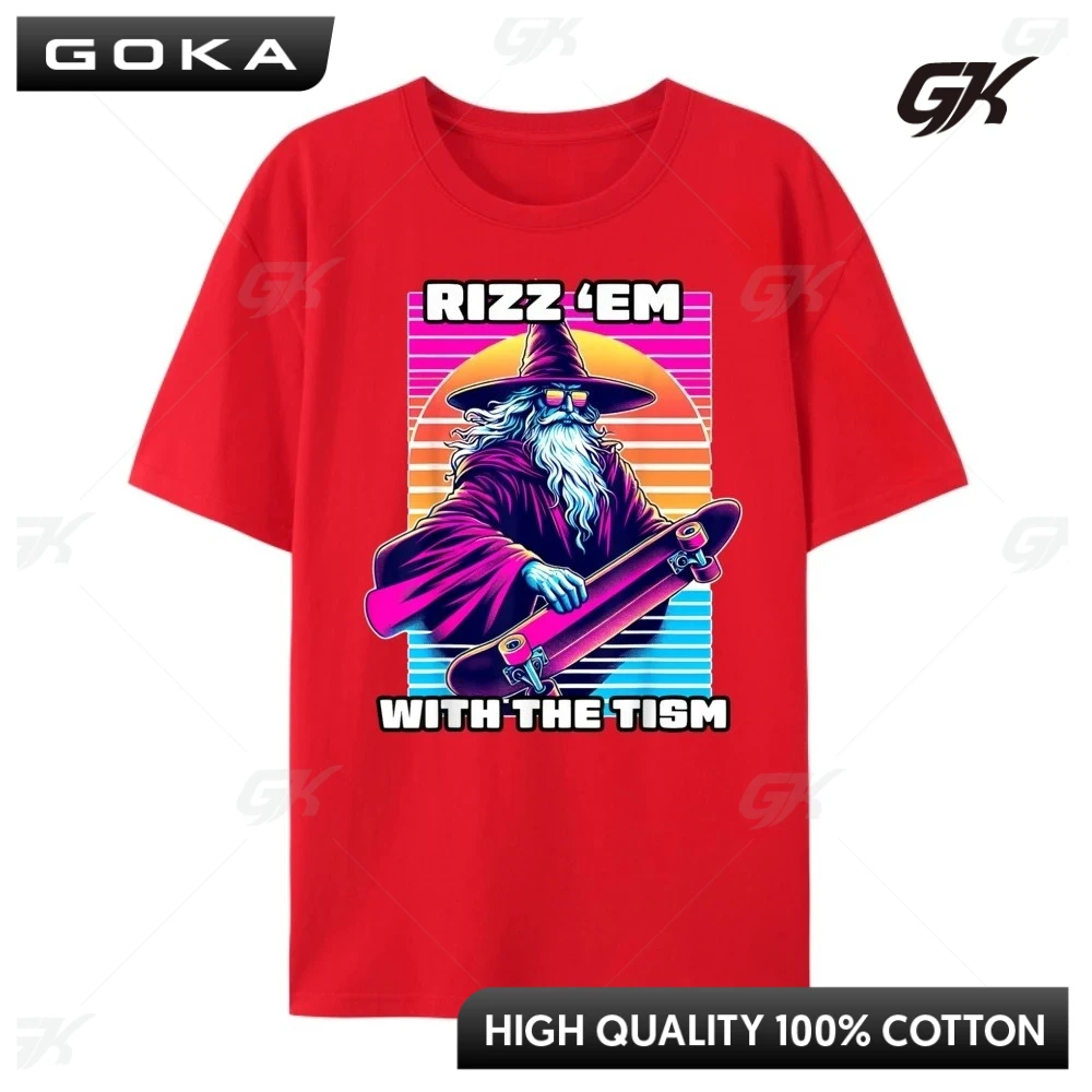 Rizz Em مع التوعية بالتوحد Tism مضحك ميمي جولة قصيرة الأكمام قمم الملابس Camisas دي Hombre زوج مع الجينز