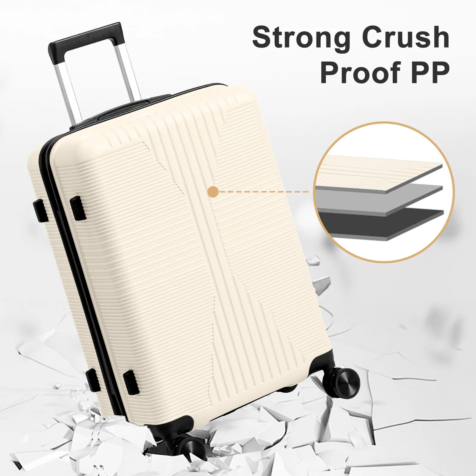 

Non-TSA customs lock single 28-inch PP trolley case 28in PP beige