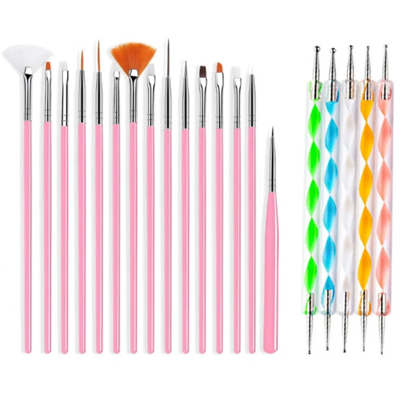 Creative Nail Art Brush Set with Spiral Dotting Flower Coloring Pen Line Drawing Tool Kit for Professional And Home Use