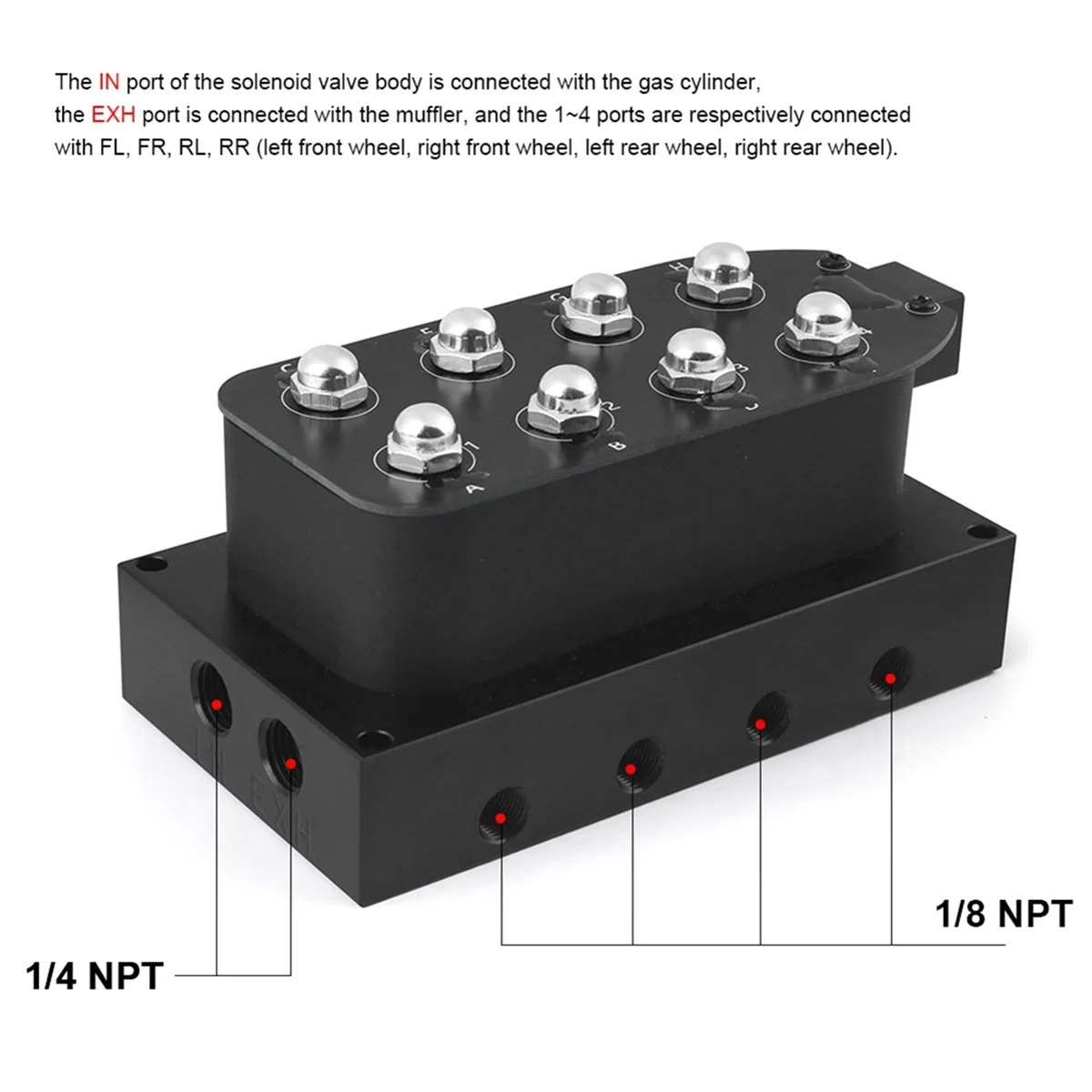 Air Ride Suspension Manifold Valve Solenoid Valve 1/4 1/8Inch NPT Fast Air Bag Control Fbss VU4 (0-300Psi)