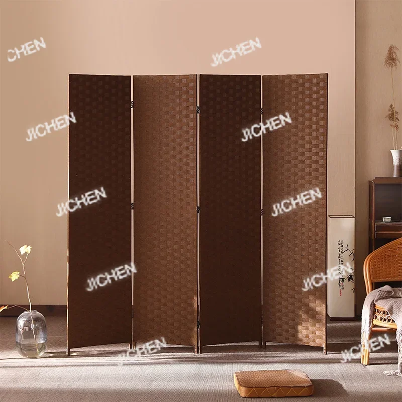 

JCX HS Customized Pine Frame Paper Rattan Woven Screen Partition Home Office Hotel Health Living Room Bedroom Entrance Screen