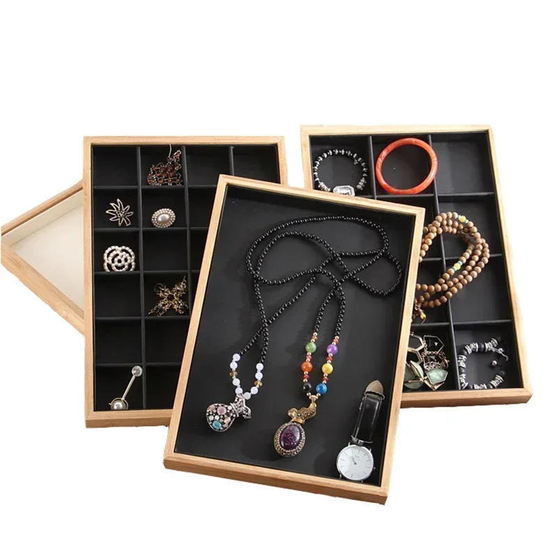 Bamboo Ring Earring Bracelet Jewelry Display Case Watch Display Multi-Function Jewelry Storage Tray Showcase