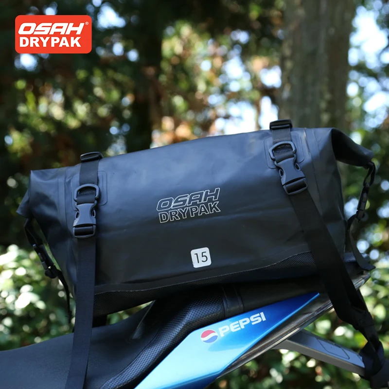 

OSAH Motorcycle Back Seat Pack Waterproof 15L Large Capacity Storage Helmet Package Crossbody Bag Outdoor Riding Gears Tools Bag