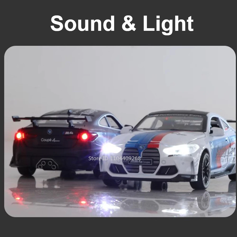 Modelo de coche de juguete 1:32 M4 320i, aleación fundida a presión, puertas con luz de sonido abierta, modelos en miniatura, colección de juguetes para adultos para niños