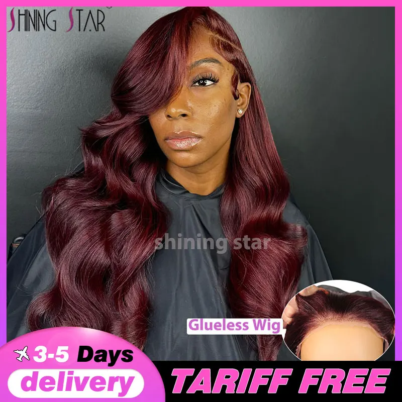 

180 Density Dark Burgundy 13X6 Lace Front Human Hair Curly Body Wave Red 13X4 Lace Frontal Wigs Body Wave Human Hair Brazilian