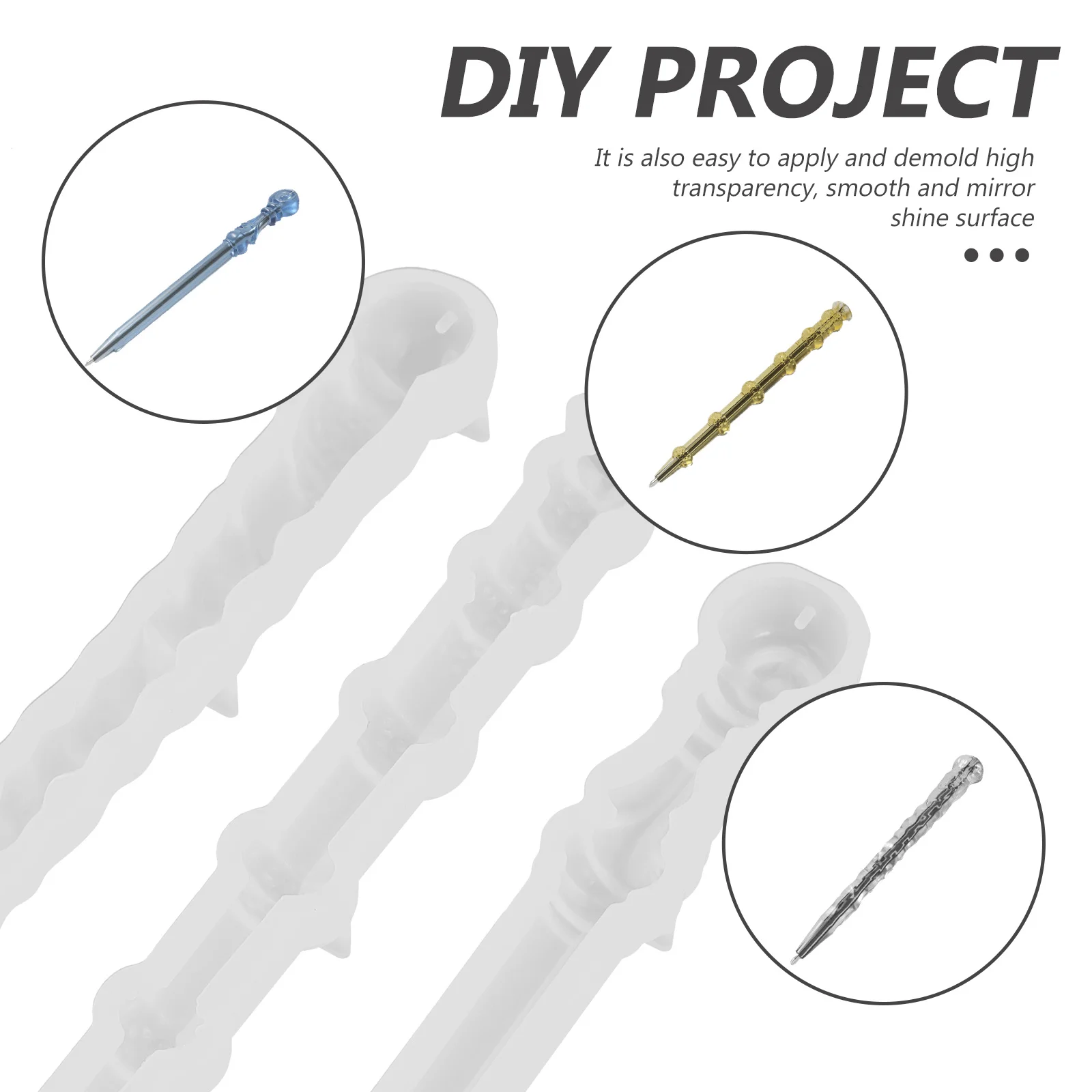 

3Pcs Mold Silicone Pen Mold for DIY Ballpoint Pen Making Epoxy Casting Craft with Smooth Non-Stick Mirror Shine