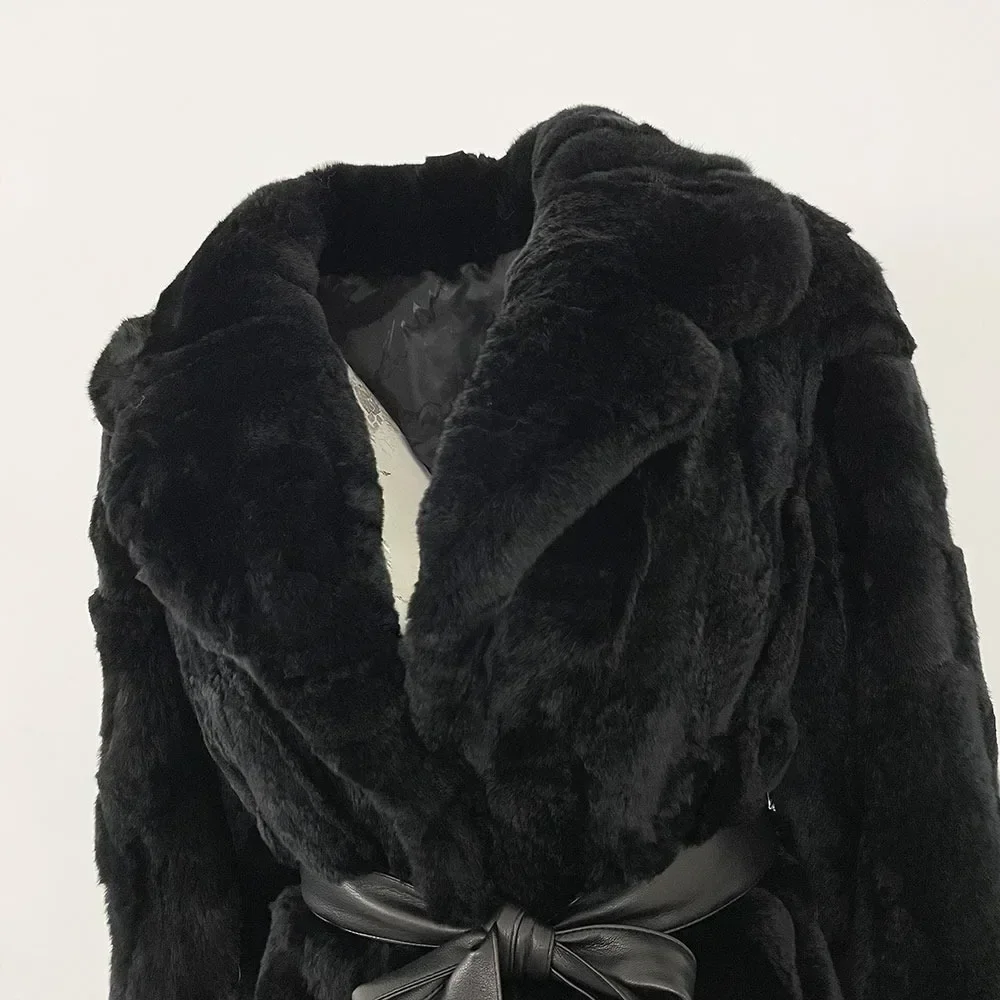 OFTBUY Natural Rabbit Fur Coat Clothes for Woman Winter Designer Jacket Luxury Genuine New in Coats & Jackets Natural Fur Long