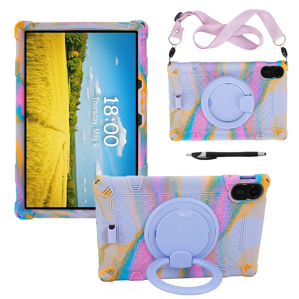 

Soft Silicone Stand Case For Xiaomi Redmi Pad 2 2025 11.0" 25040RP0AG 25040RP0AI Rotating Handle Grip Cover With Shoulder Strap