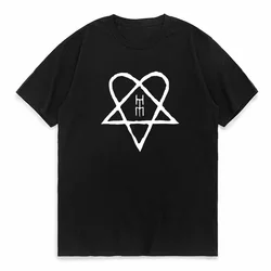 mens Short-sleev Gothic Rock Casual Streetwear Fashion Y2K Camisetas Him Ville Valo Band TShirt Black White Heartagram T-Shirt