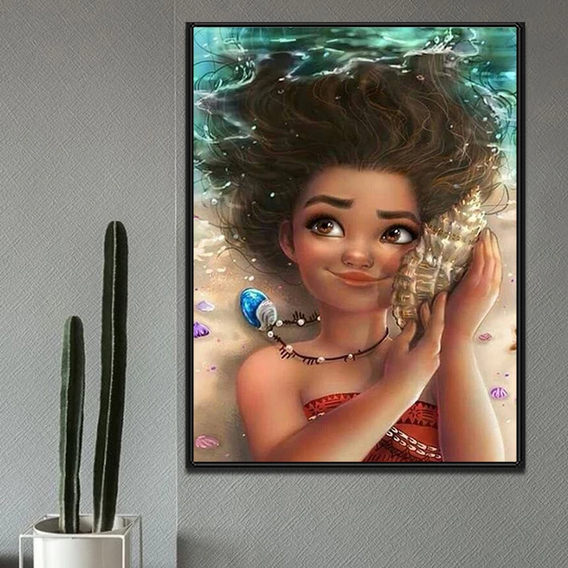 Disney Anime Diamond Painting Moana Series Full Round Diamond Embroidery Cartoon Home Decor