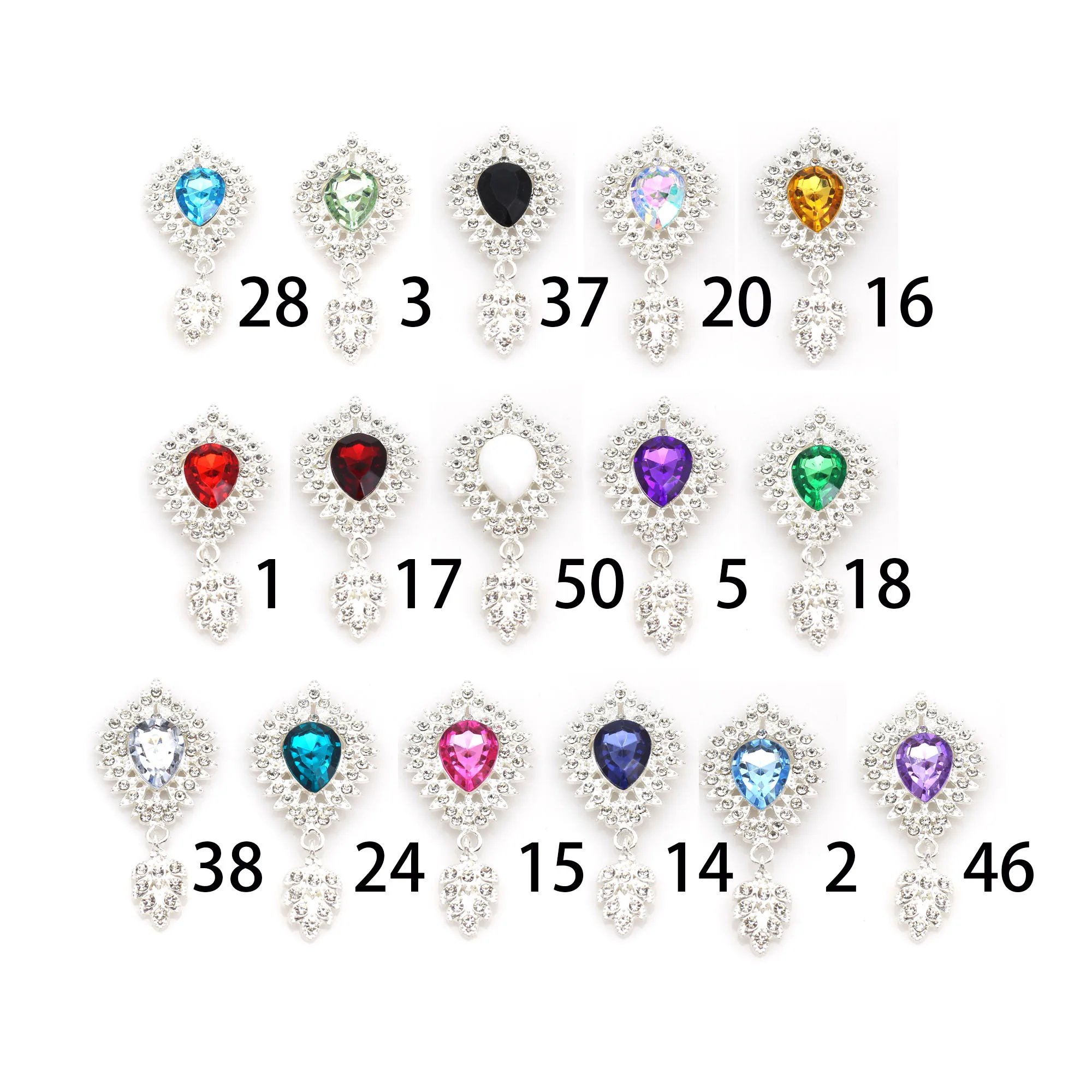 10Pcs30 * 65MM Alloy Water Diamond Acrylic Fishtail Shape Pendant Bow Knot Collar Accessories Decoration Semi Finished Product