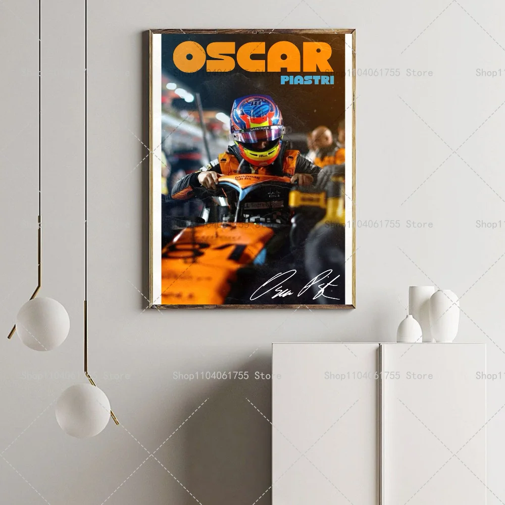 1PC F1 O-Oscar 81 P-Piastri Poster Self-adhesive Art Waterproof Paper Sticker Coffee House Bar Room Wall Decor