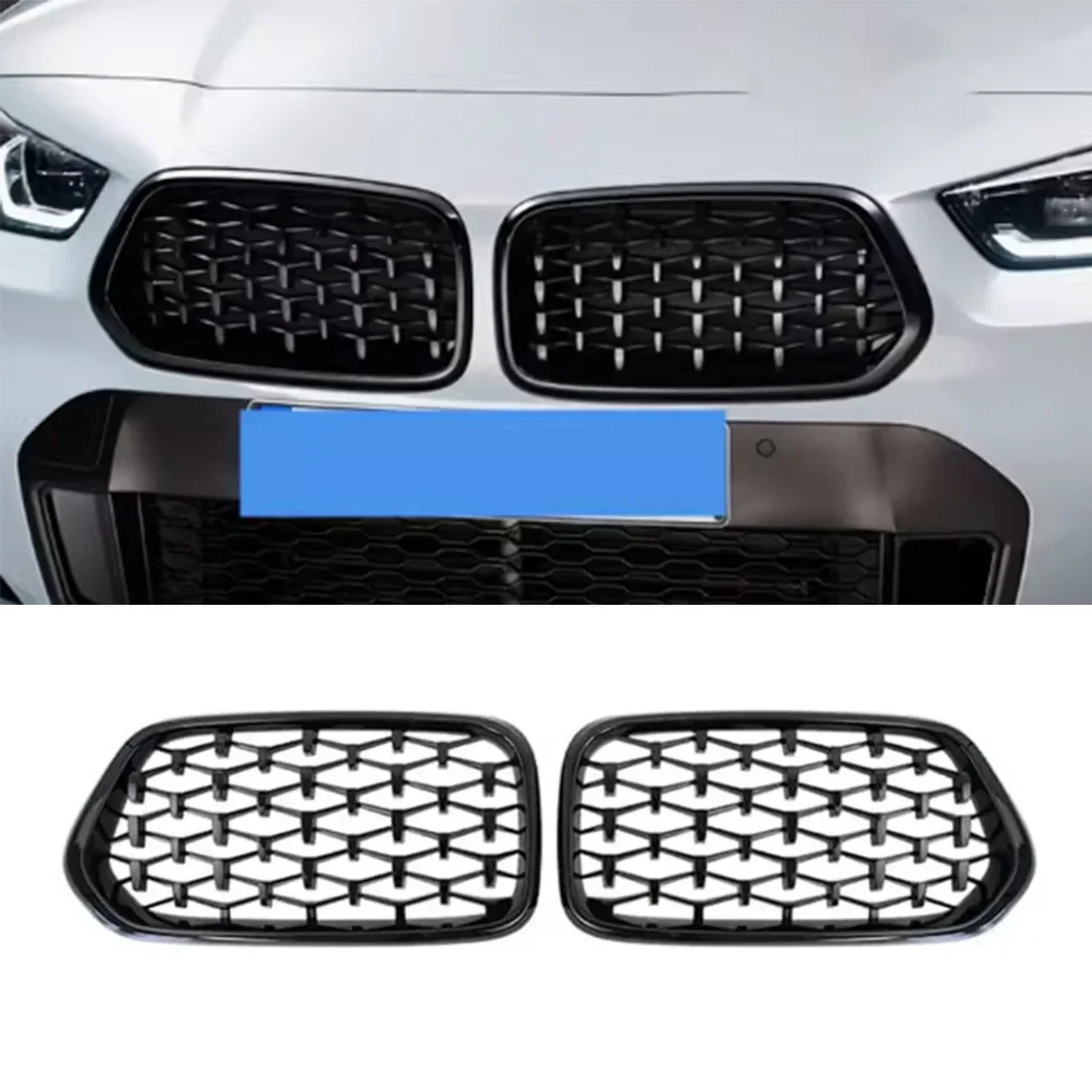 

Front Bumper Kidney Grille For BMW F39 X2 Series 4-Door 18i 20i 20d 25d M35i 2019-2024 Front Hood Grille Black Racing Grills