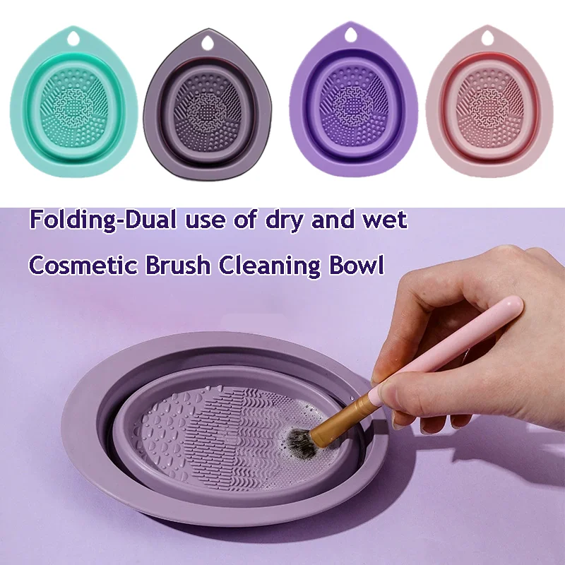 Nettoyeur de brosse de maquillage en Silicone, 1 pièce, brosse cosmétique pliante, bol de nettoyage, bouffée de poudre, éponge de beauté, tapis de lavage, brosses, tampon à récurer