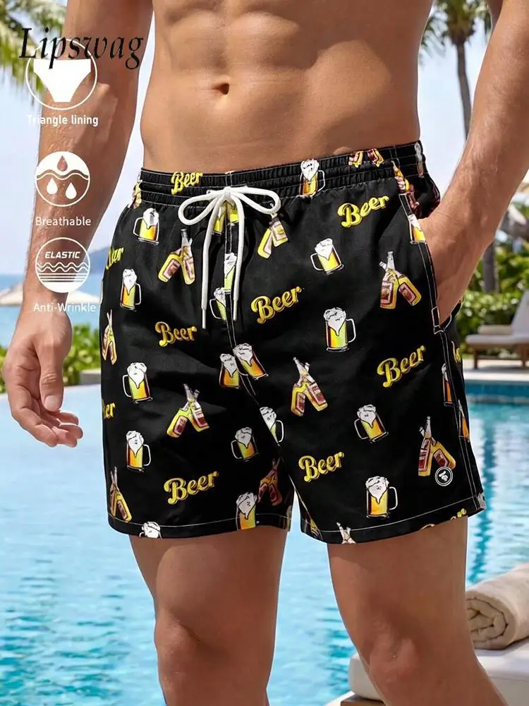 

Мужские шорты с винтажным принтом, летние повседневные свободные прямые шорты для отпуска и пляжа, 2026 год