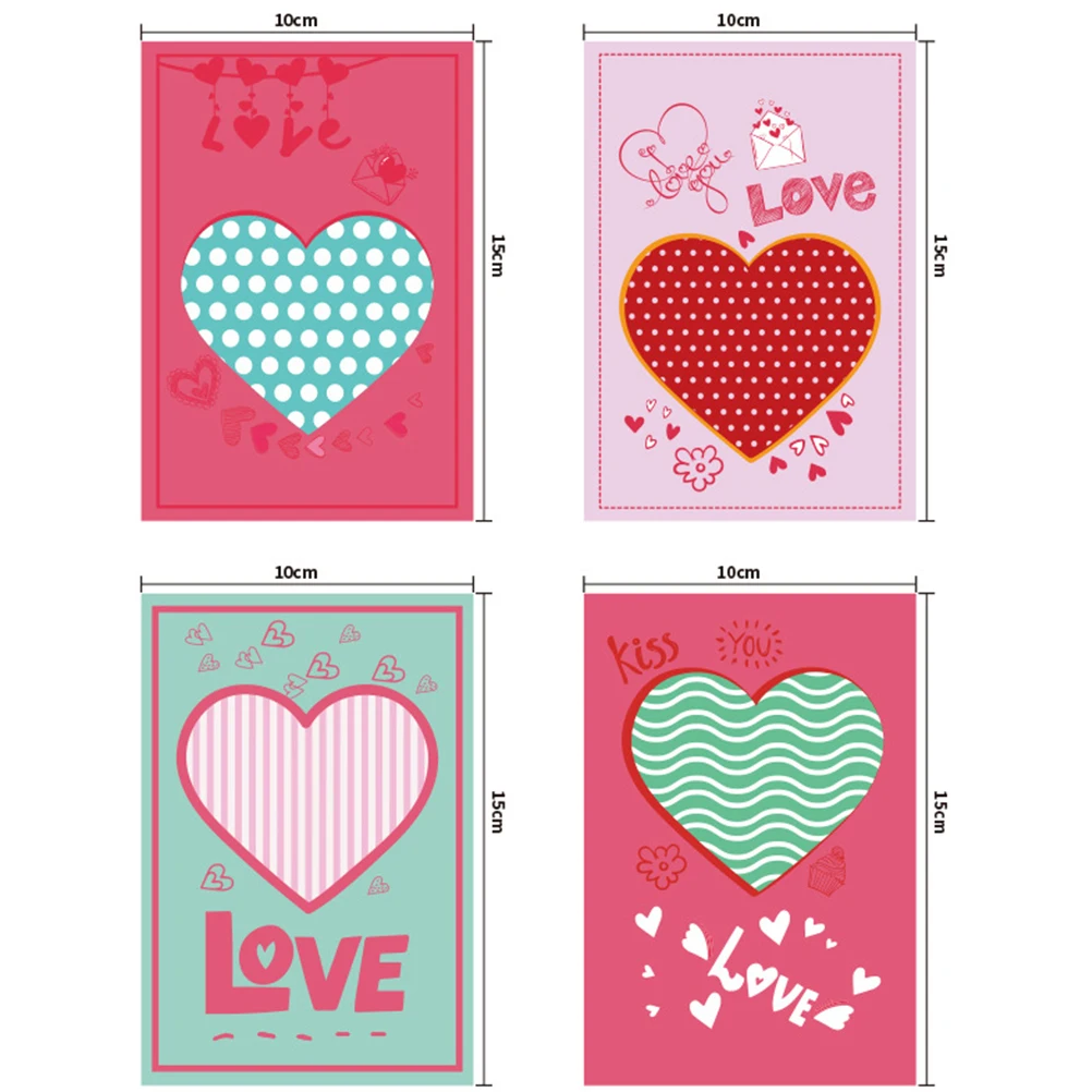 

8pcs Heart-Shaped Greeting Cards Premium Eco-Friendly Paper Romantic Love Blessing Valentine'S Day Party Invitation Gift Card