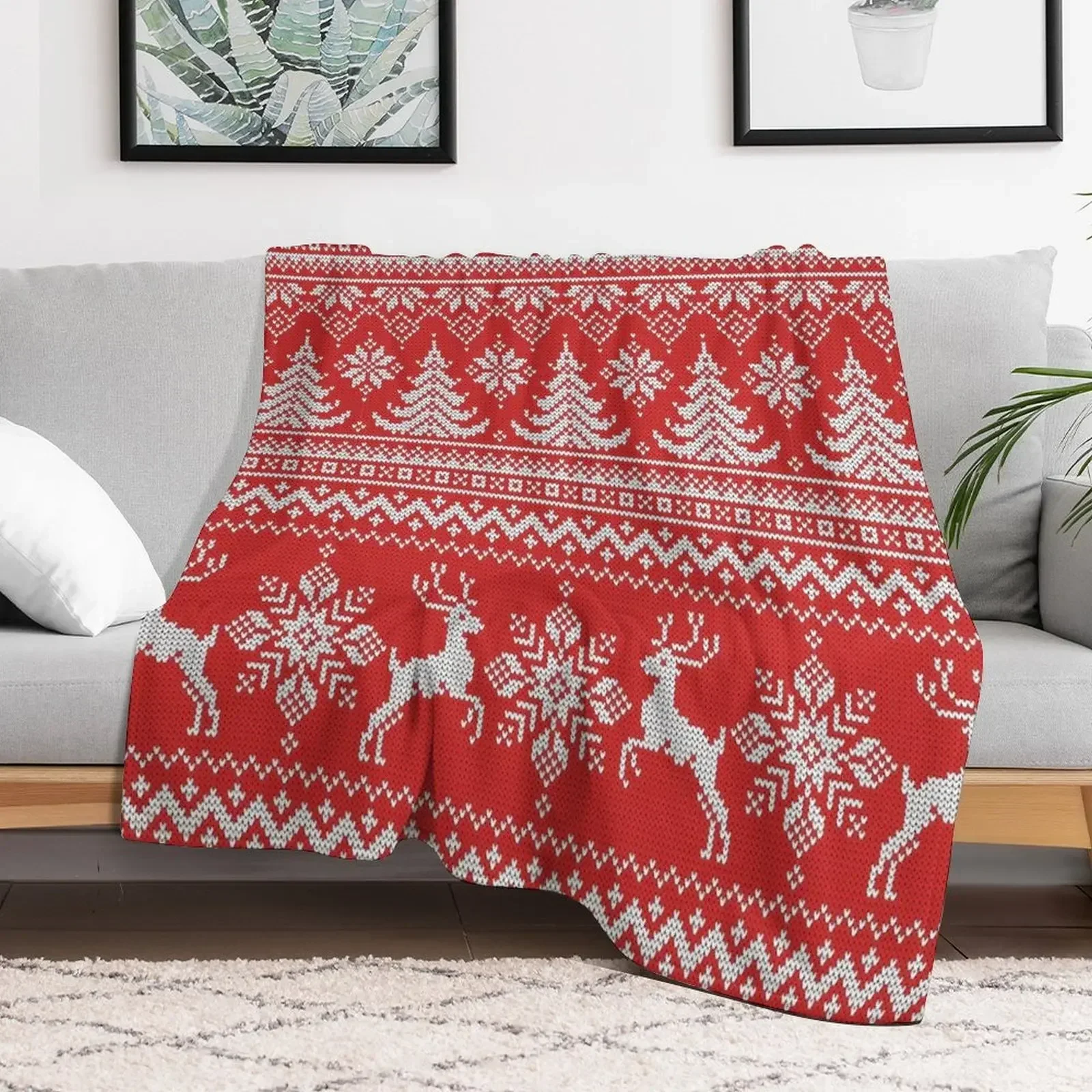 

Red Christmas Knit Throw Blanket funny gift Plush Loose Blankets